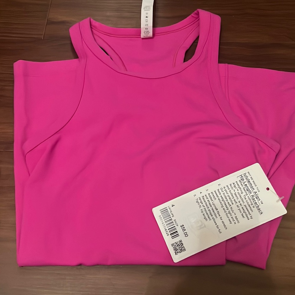 Lululemon align hip length racerback size 4 sonic pink